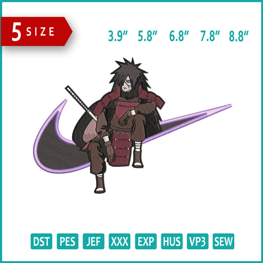 Madara Uchiha Swoosh v3 Embroidery Design Files - 5 Size's