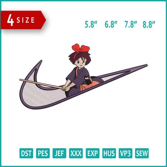 Kiki Swoosh Embroidery Design Files - 4 Size's
