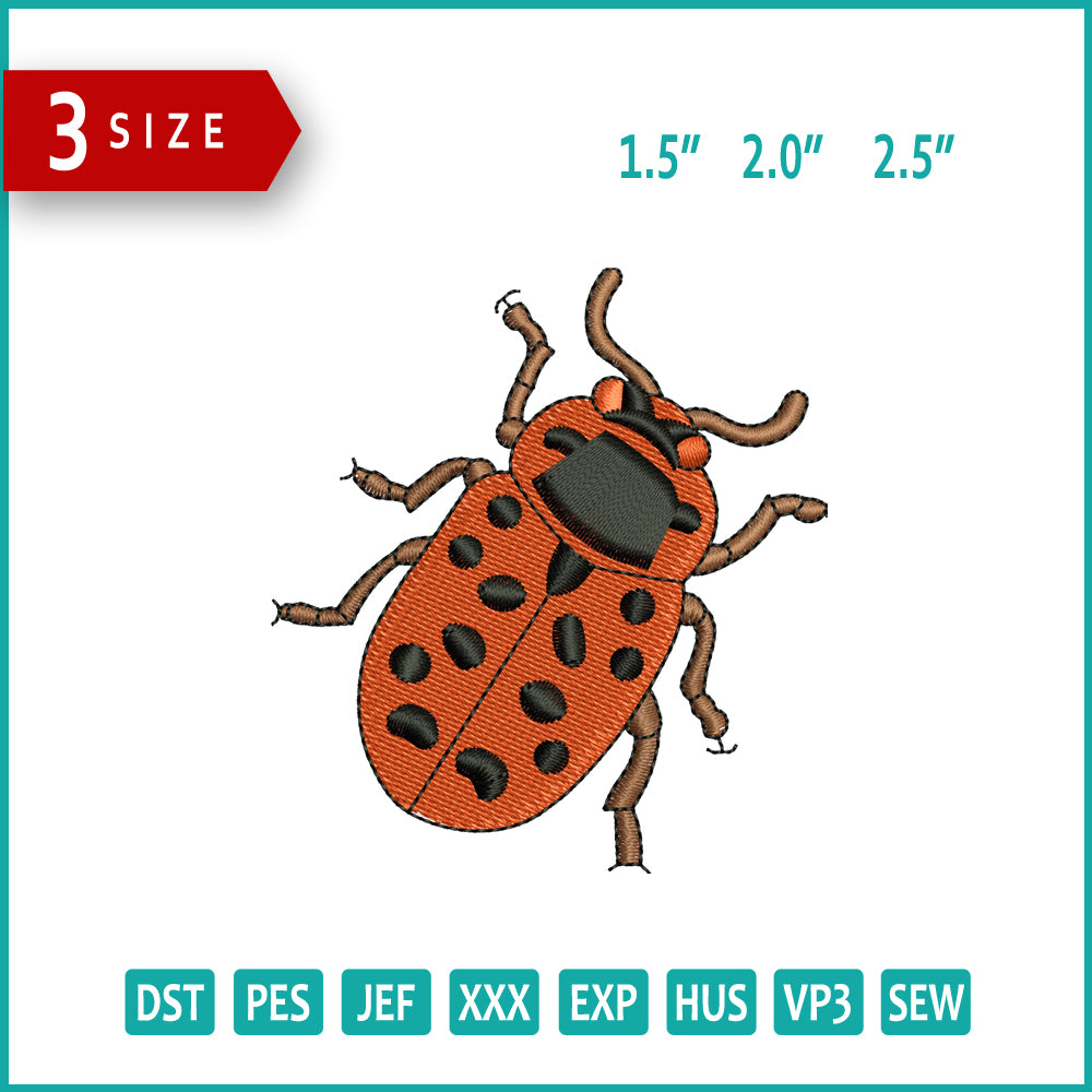 Ladybug v2 Embroidery Design Files - 3 Size's