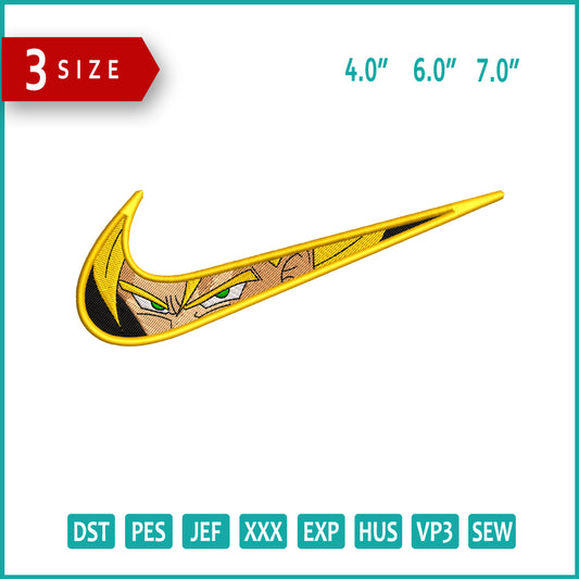 Nike Goku Swoosh v3 Embroidery Design Files - 3 Size's