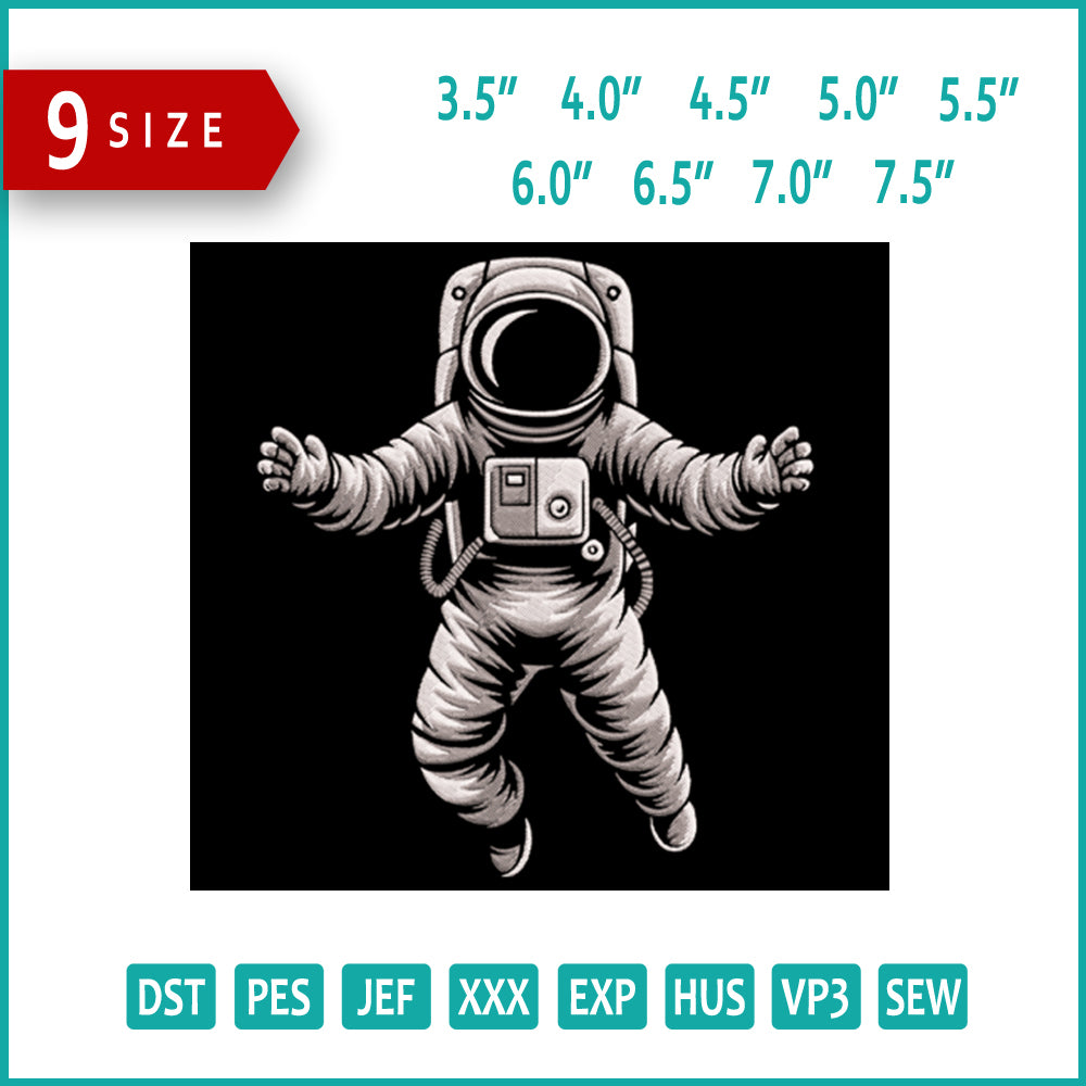Astronaut Embroidery Design Files - 9 Size's