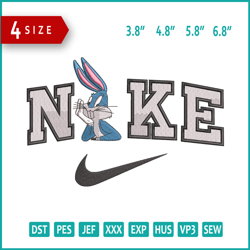 Nike Bugs Bunny v4 Embroidery Design Files - 4 Size's