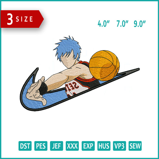 Kuroko Tetsuya Swoosh Embroidery Design Files - 3 Size's
