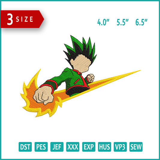 Gon Freecss Swoosh v4 Embroidery Design Files - 3 Size's