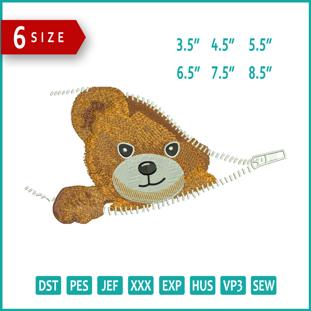 Archivos de diseño de bordado de osito de peluche - 6 tamaños