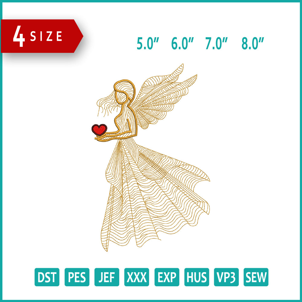 Angel Fairy v4 Embroidery Design Files - 3 Size's