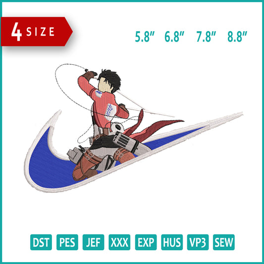 Levi Ackerman Swoosh v3 Embroidery Design Files - 4 Size's
