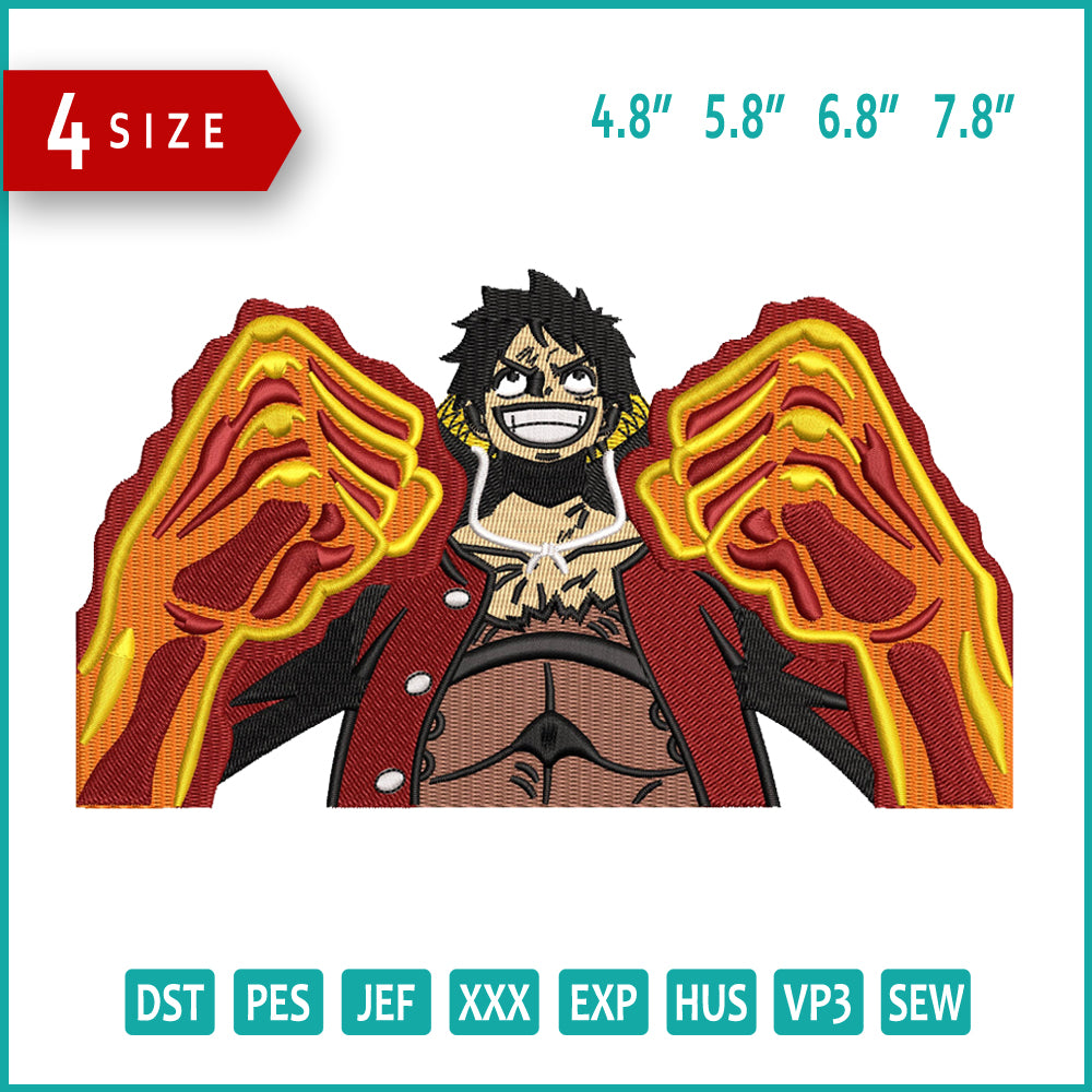 Monkey D Luffy v4 Embroidery Design Files - 4 Size's