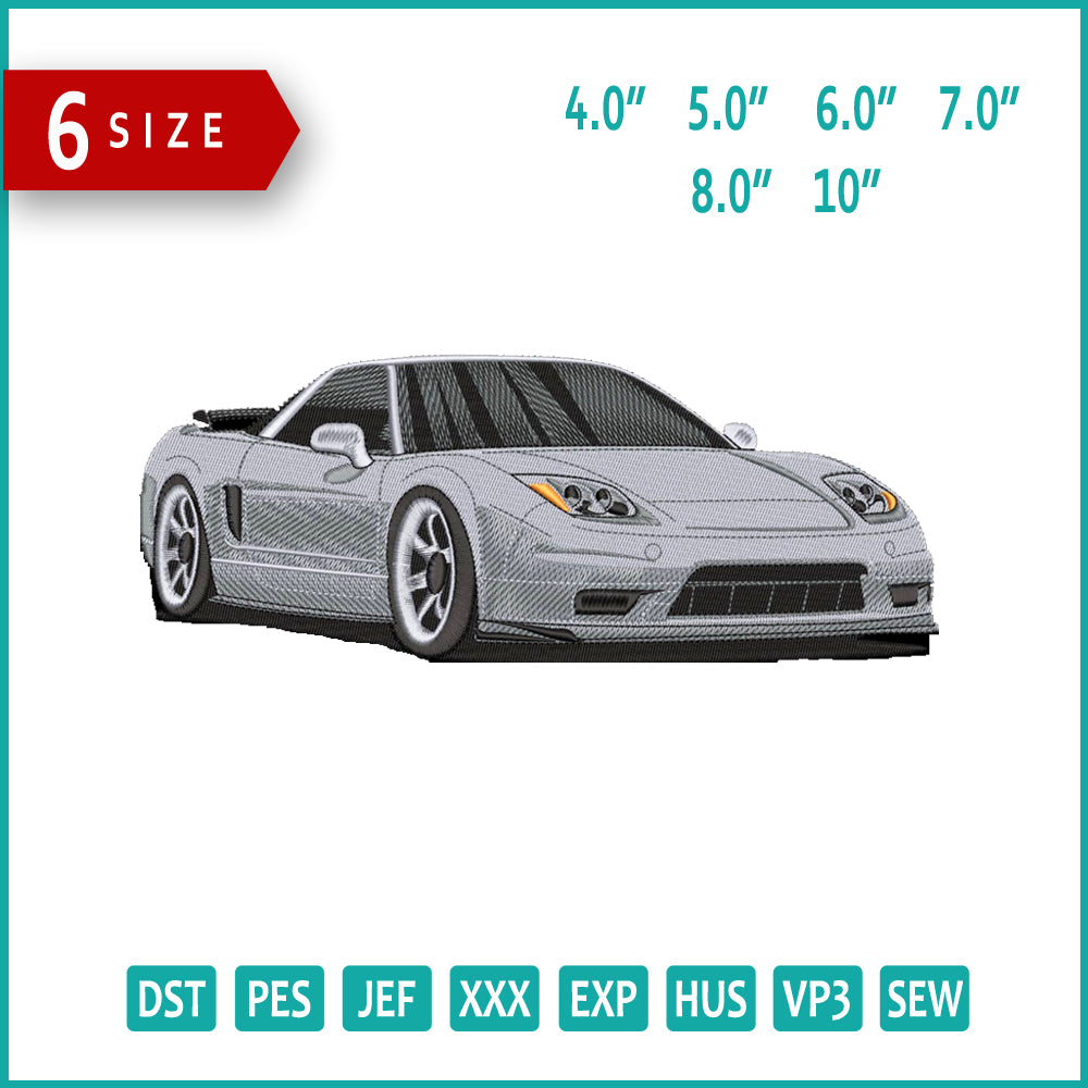 Honda Acura NSX 7 Embroidery Design Files - 6 Size's