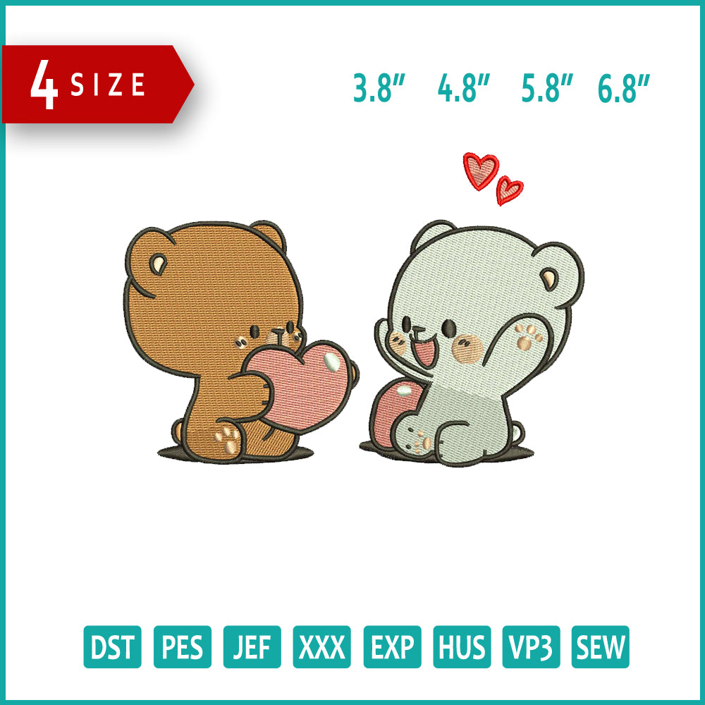 Milk Mocca Bear Embroidery Design Files - 4 Size's