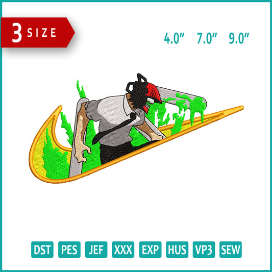 Chainsaw Man Swoosh Embroidery Design Files - 3 Size's