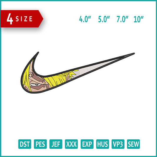 Sanji Swoosh v3 Embroidery Design Files - 4 Size's