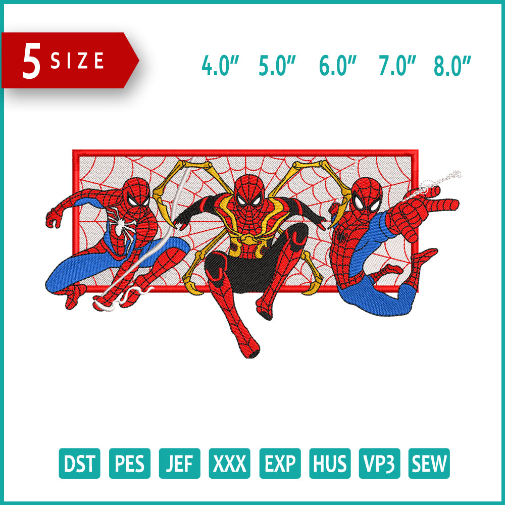 3 Spiderman v2 Embroidery Design Files - 5 Size's