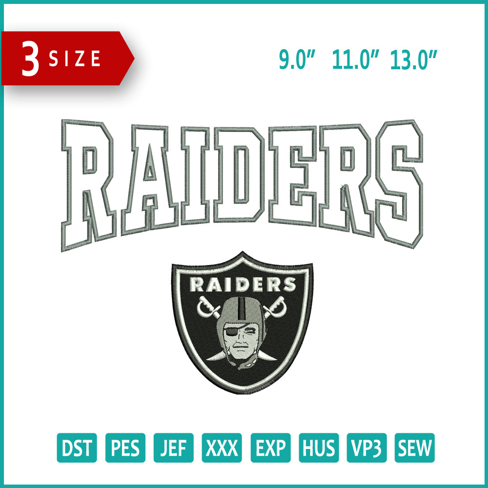 Raiders Embroidery Design Files - 3 Size's