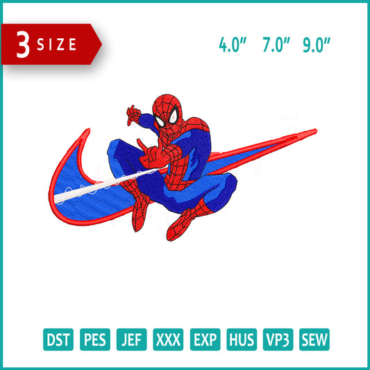Spiderman Swoosh v6 Embroidery Design Files - 3 Size's