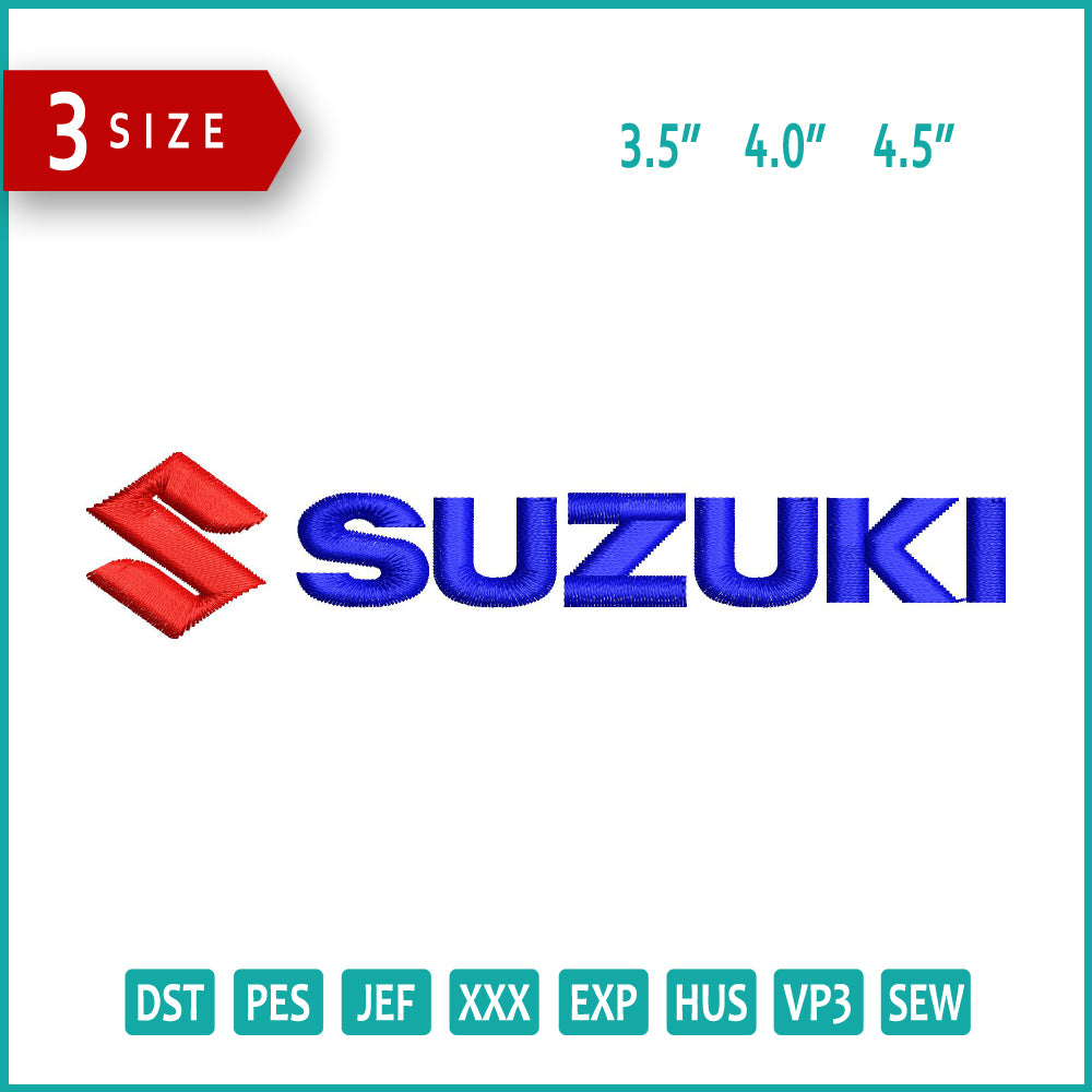 Archivos de diseño de bordado del logotipo de Suzuki (3 tamaños)