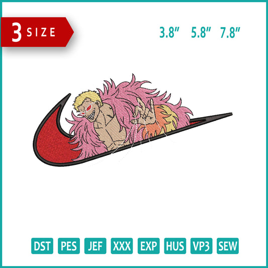 Donquixote Doflamingo Swoosh v3 Embroidery Design Files - 3 Size's