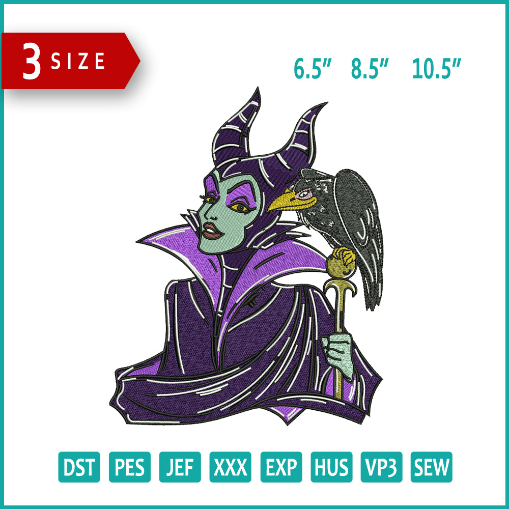 Maleficent Embroidery Design Files - 3 Size's