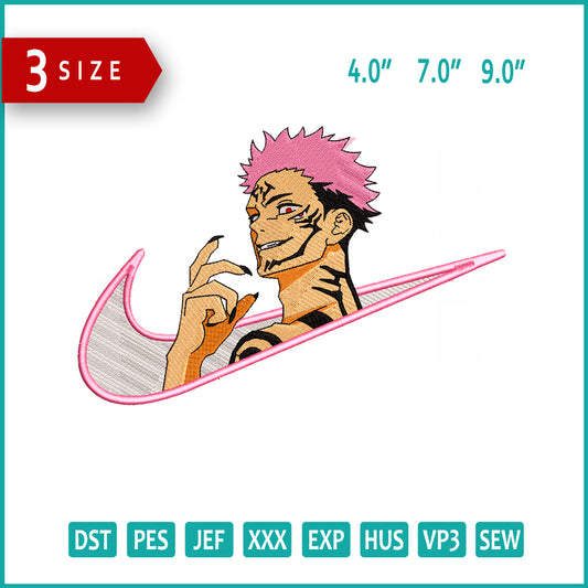 Ryomen Sukuna Swoosh v3 Embroidery Design Files - 3 Size's