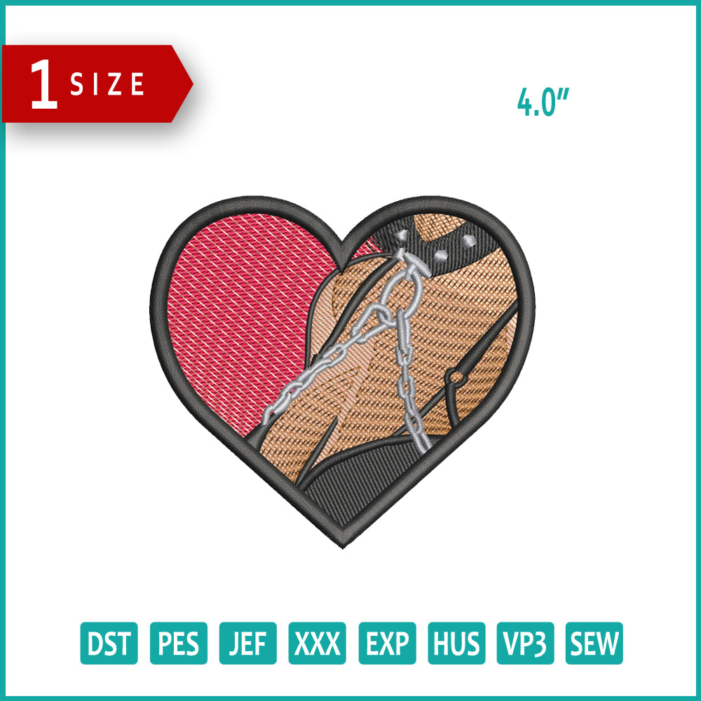 Bondage Red Heart Embroidery Design Files - 1 Size