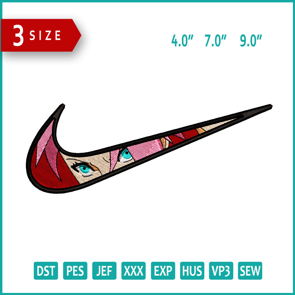 Sakura Haruno Swoosh Embroidery Design Files - 4 Size's