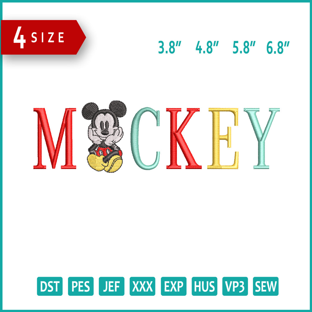 Mickey Mouse v4 Embroidery Design Files - 4 Size's