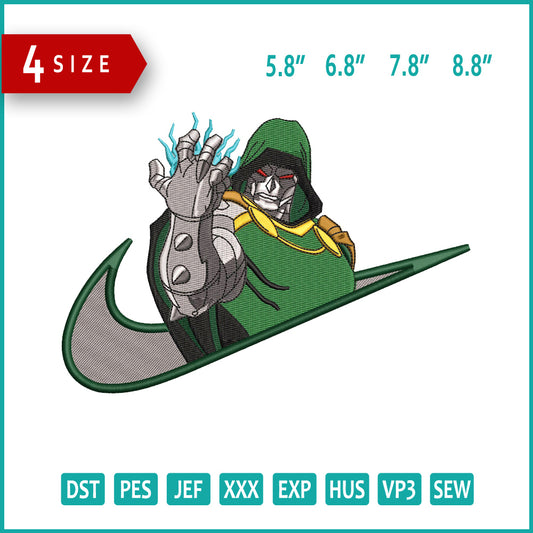 Doctor Doom Swoosh Embroidery Design Files - 4 Sizes