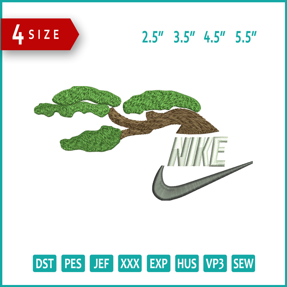 Nike Tree Embroidery Design Files - 4 Size's