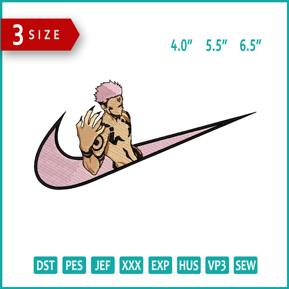 Ryomen Sukuna Swoosh v2 Embroidery Design Files - 3 Size's
