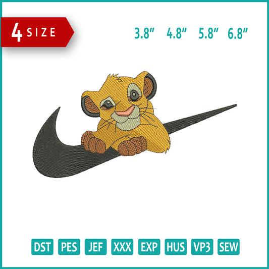 Simba Swoosh v2 Embroidery Design Files - 4 Size's