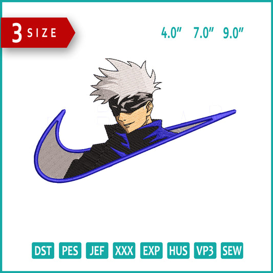 Satoru Gojo Swoosh v6 Embroidery Design Files - 3 Size's