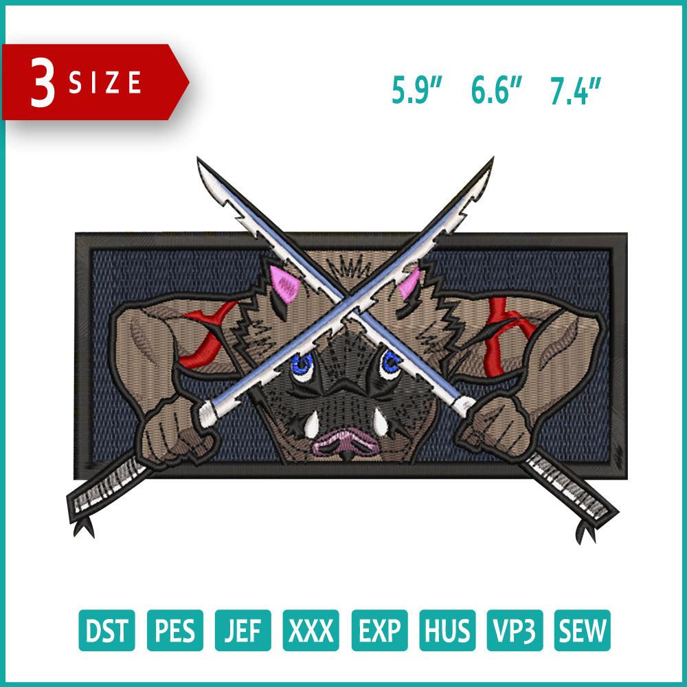 Inosuke Hashibira v2 Embroidery Design Files - 4 Size's