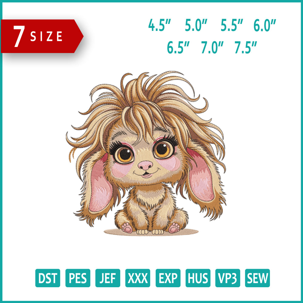 Fluffy Bunny Embroidery Design Files - 7 Size's