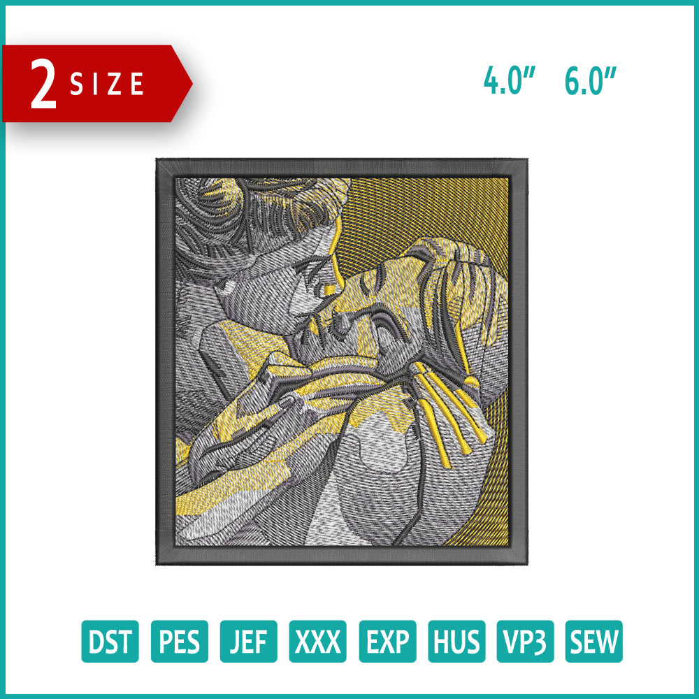 Yves Pires The Kiss Embroidery Design Files - 2 Size's