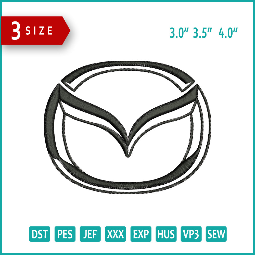 Mazda Logo Embroidery Design Files - 3 Size's