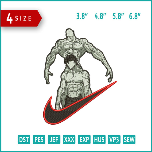 Baki Hanma Swoosh v7 Embroidery Design Files - 4 Size's