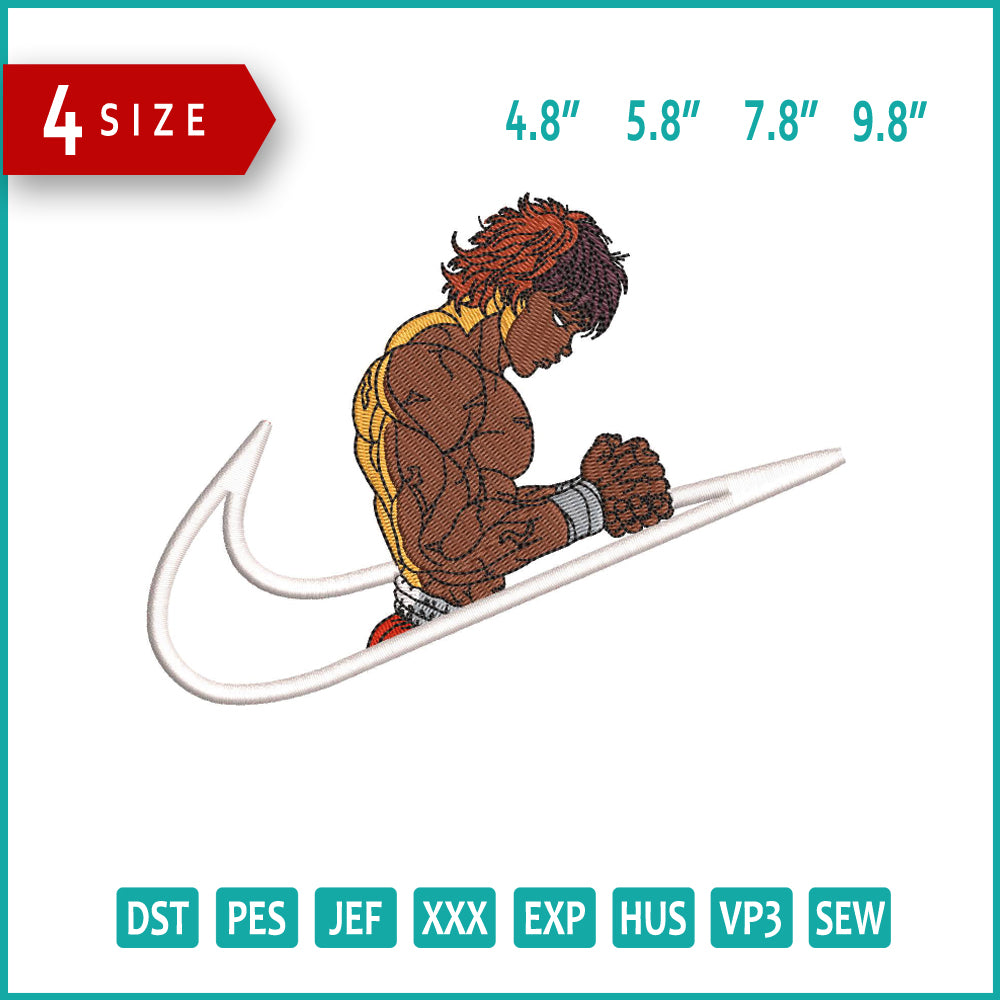Baki Hanma Swoosh v6 Embroidery Design Files - 4 Size's