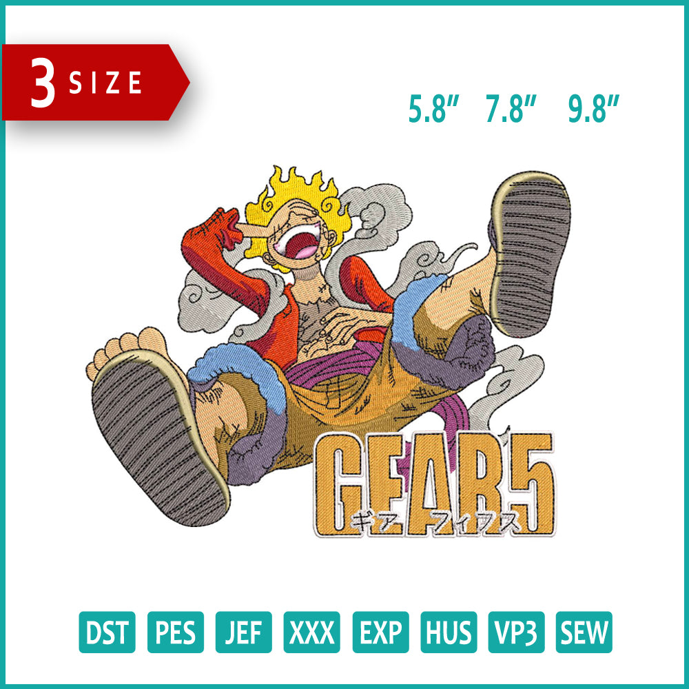 Monkey Luffy v3 Embroidery Design Files - 3 Sizes
