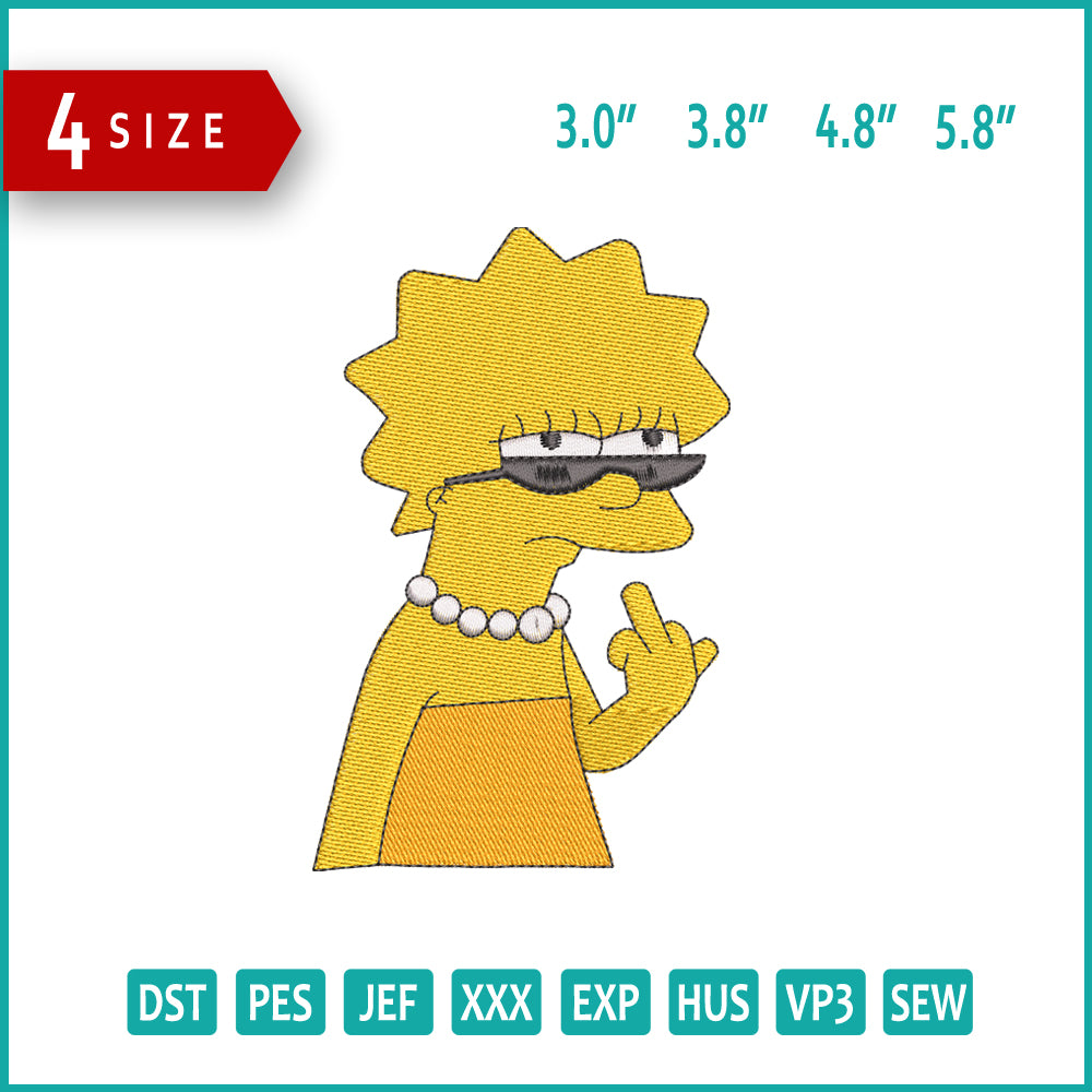 Lisa Simpson v2 Embroidery Design Files - 4 Size's