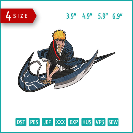 Ichigo Kurosaki Swoosh Embroidery Design Files - 4 Size's