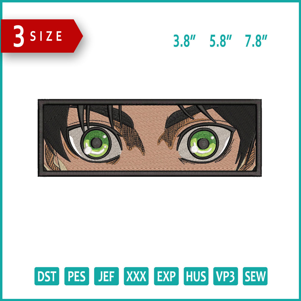 Eren Yeager Eyes v2 Embroidery Design Files - 3 Size's