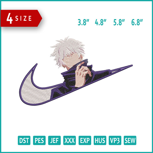 Satoru Gojo Swoosh v5 Embroidery Design Files - 4 Size's