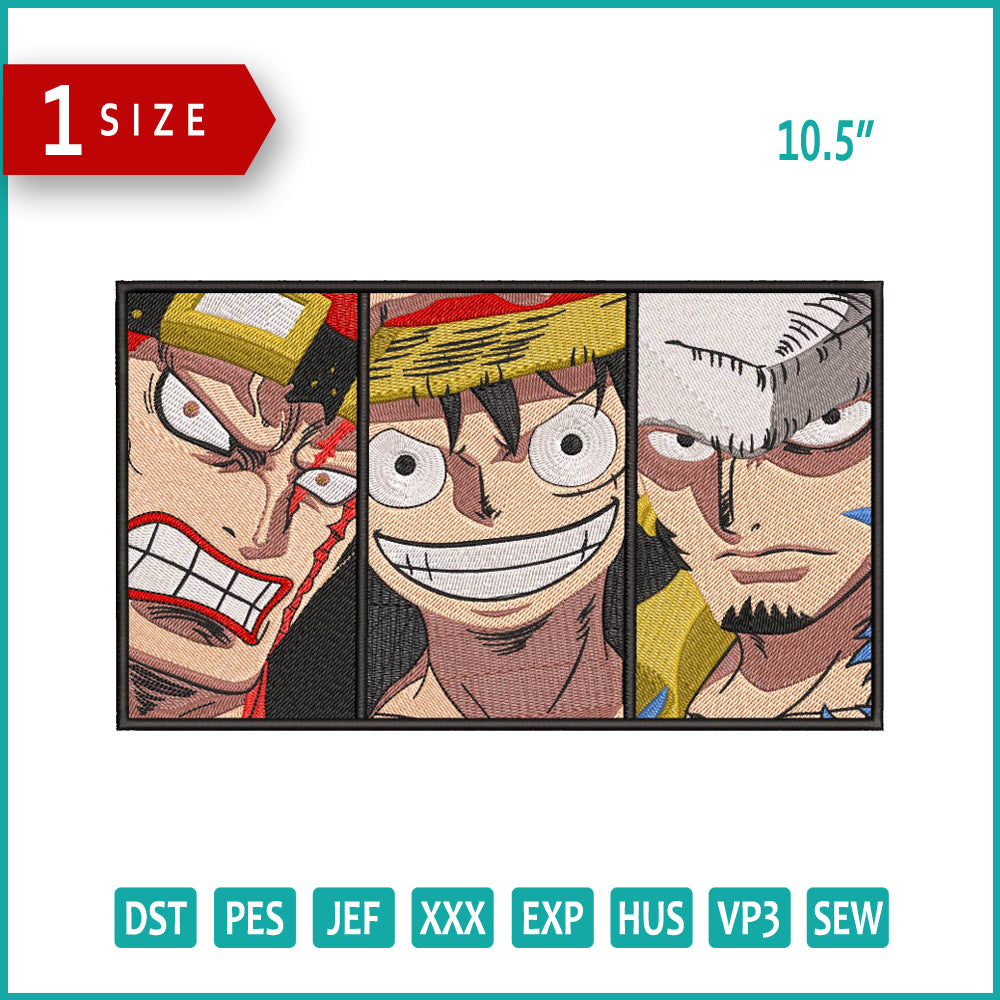 ASL Ace Sabo and Luffy Embroidery Design Files - 1 Size