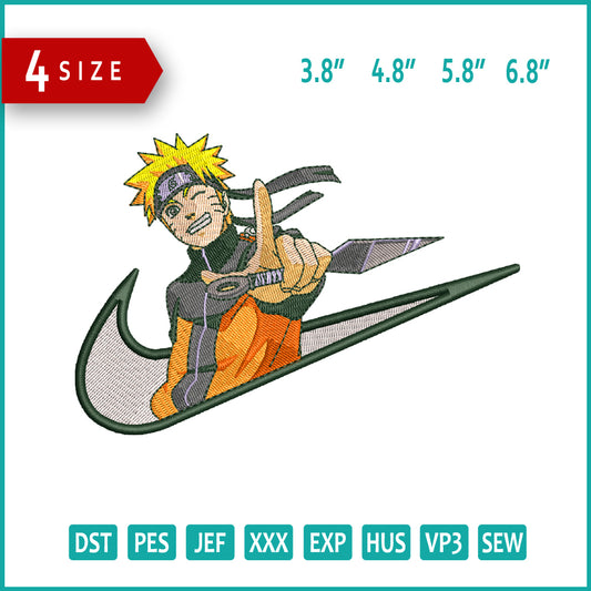 Naruto Uzumaki Swoosh v4 Embroidery Design Files - 4 Sizes