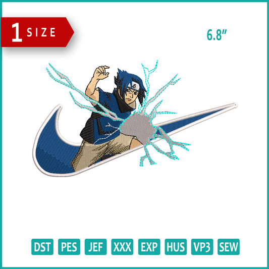 Sasuke Uchiha Swoosh v11 Embroidery Design Files - 1 Size