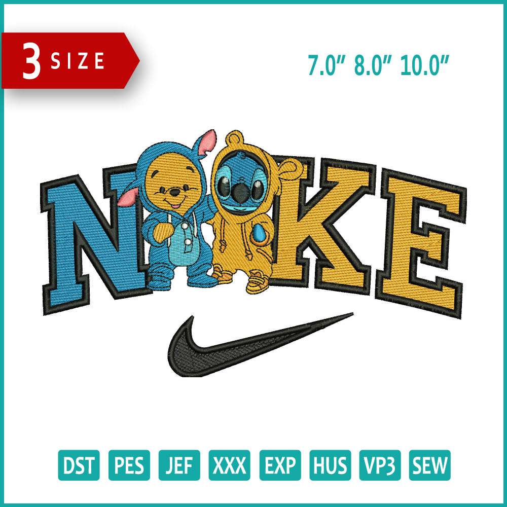 Nike Pooh & Stitch Cosplay Embroidery Files - 3 Size's