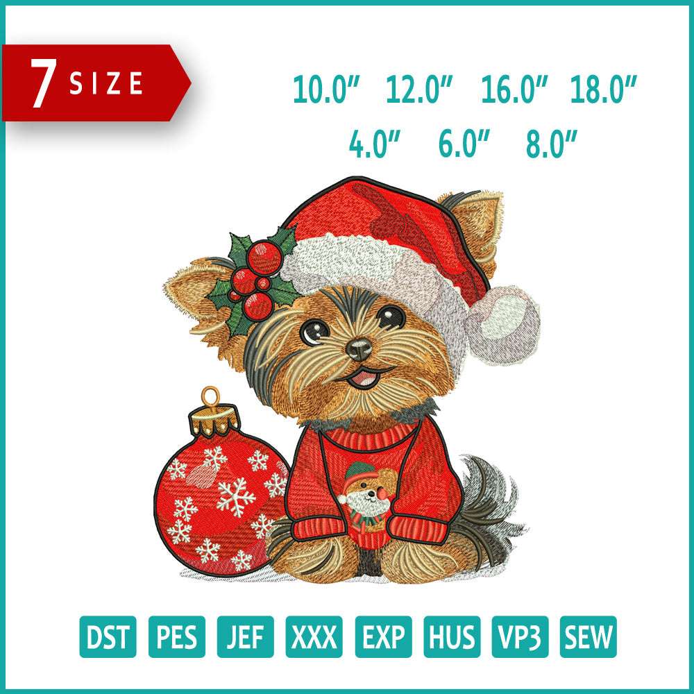 Cute Christmas Dog Embroidery Files - 3 Size's