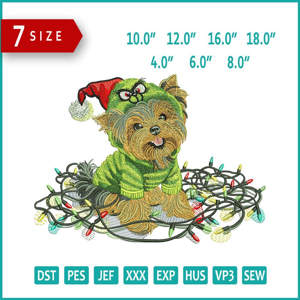 Cute Christmas Dog v2 Embroidery Files - 3 Size's