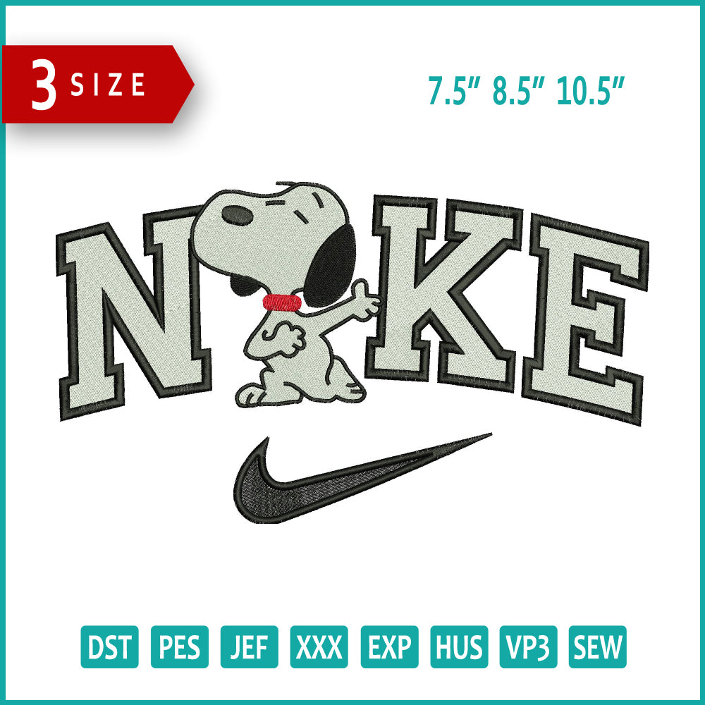 Archivos de diseño de bordado de Snoopy de Nike (3 tamaños)