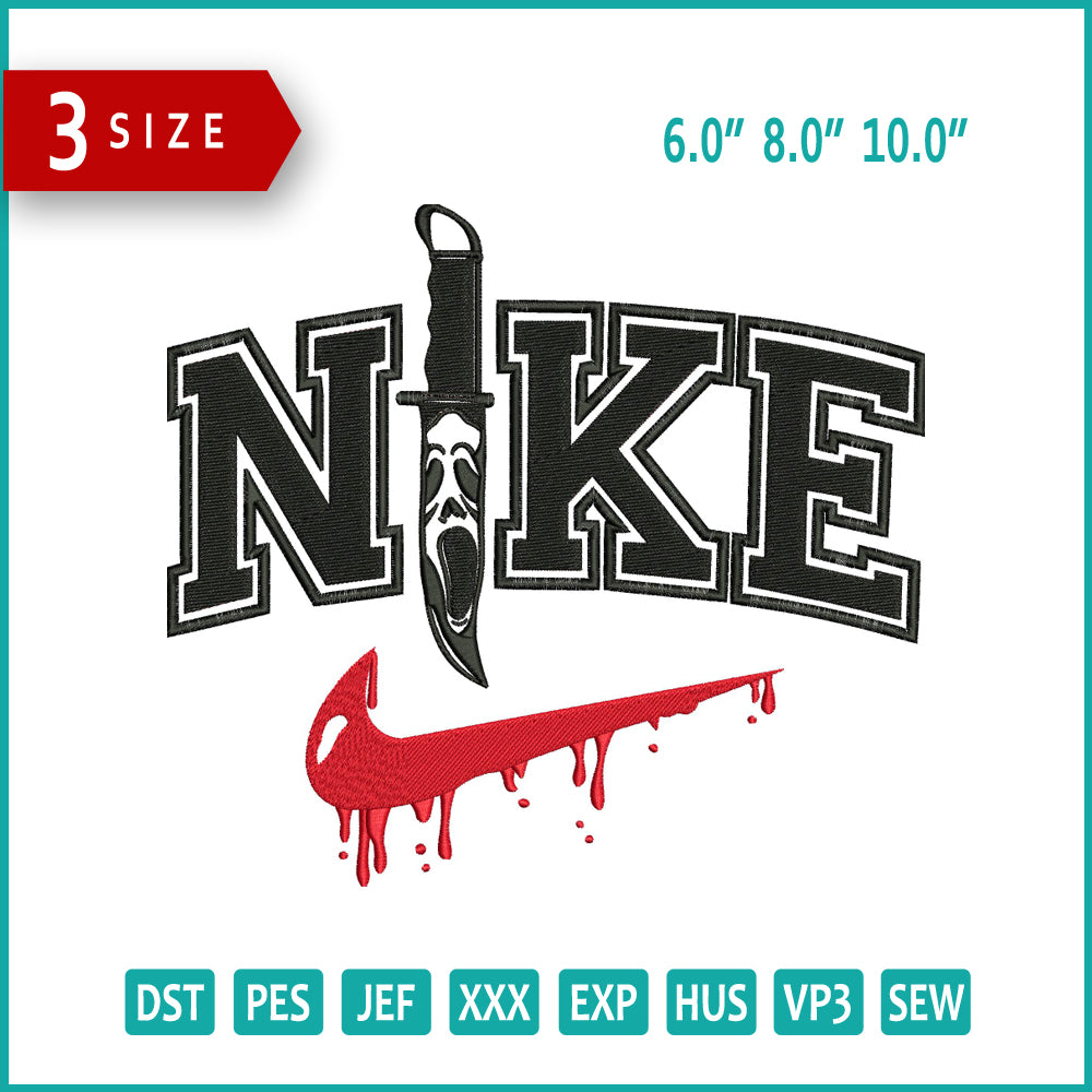Archivos de diseño de bordado de cuchillo Nike (3 tamaños)